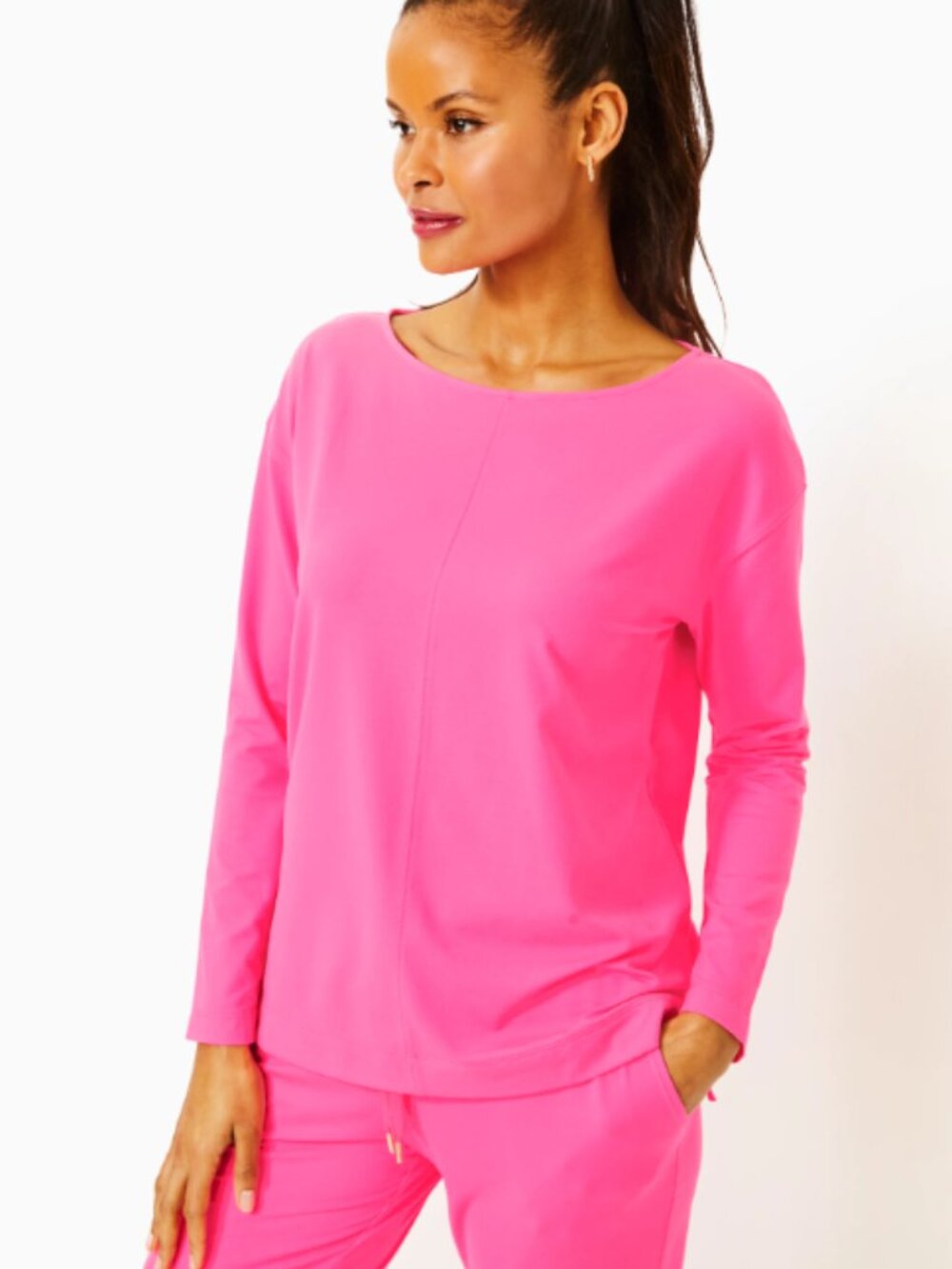 NWT Lilly Pulitzer UPF 50+ Karessa' Boatneck Pullover Top in Roxie Pink Size XS